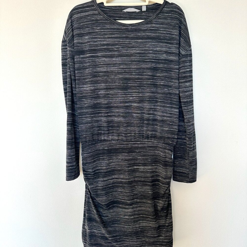Athleta Ruched Long Sleeve Avenue Dress in Heathered Gray Size XXS
